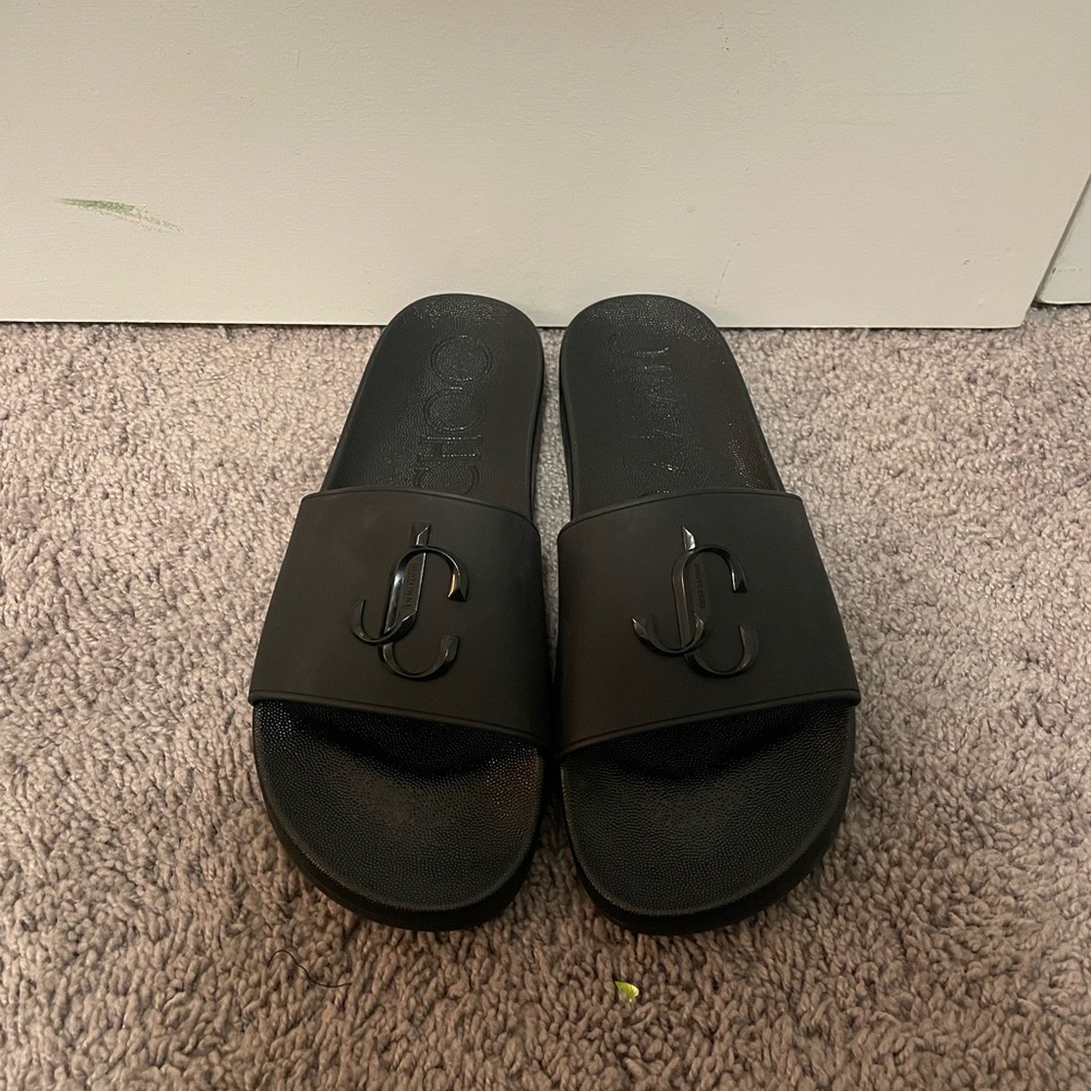 Jimmy choo port logo plaque men’s slides